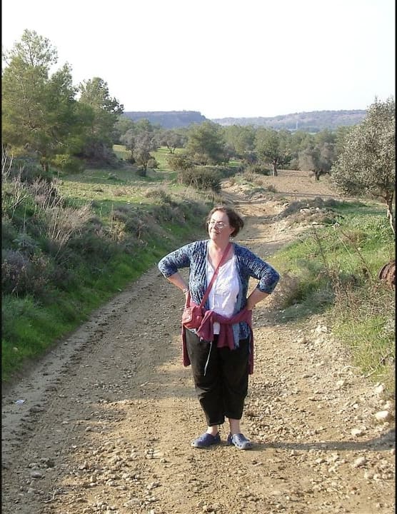 Amanda Saurin in the Cyprus landscape that inspired her plant work