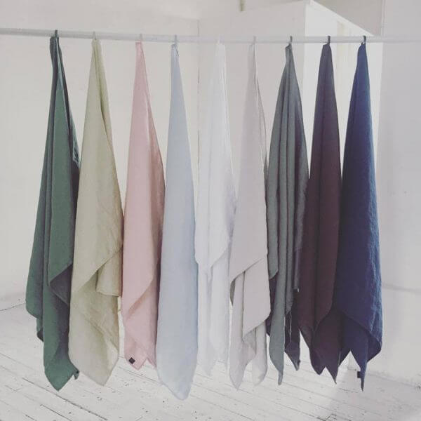 White linen waffle towels prepared for gentle washing