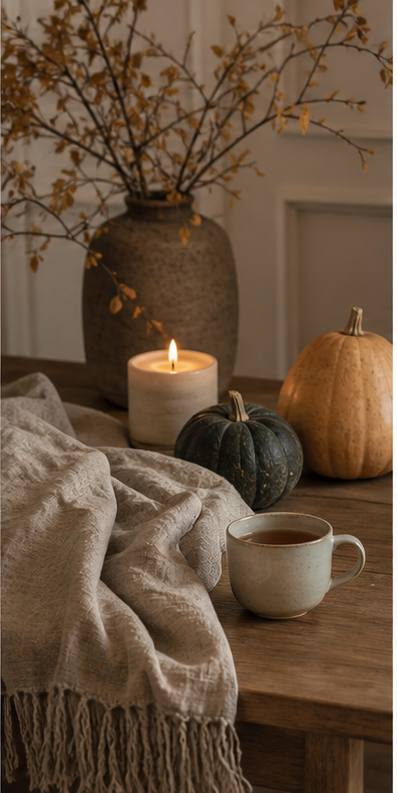 Quiet seasonal home corner arranged for a restorative pause