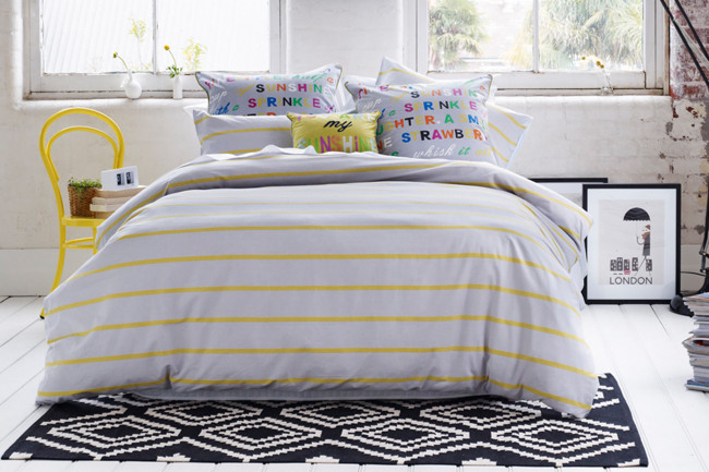 stripe bed linen bedroom design