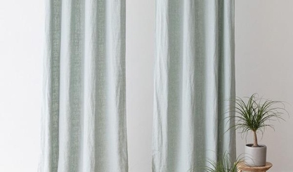 Light-filled interior styled with natural linen textiles