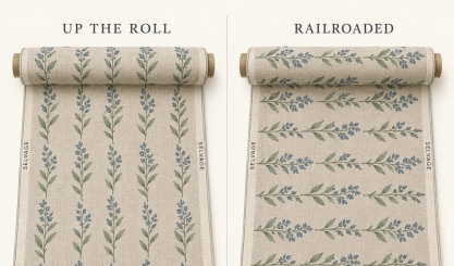 Comparison of up-the-roll and railroaded fabric pattern direction