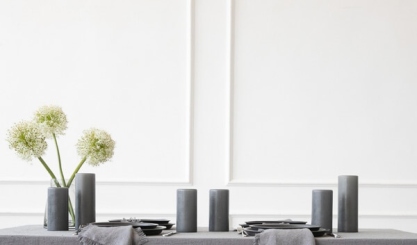 Natural linen tablecloth and napkins prepared for gentle washing
