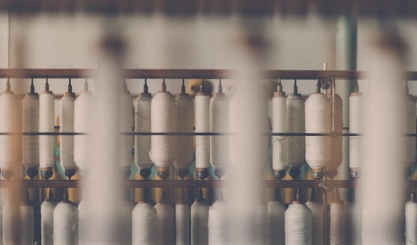 Linen yarn woven into natural fabric