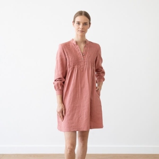 Linen fabric prepared for sewing a dress