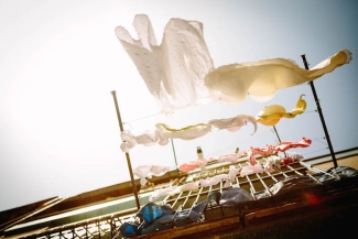 Fresh summer linen clothing ready for gentle washing