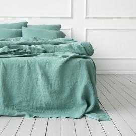 Linen Fabric Moss Green Stone Washed