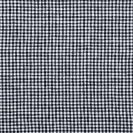 Gingham Linen Fabric Navy White